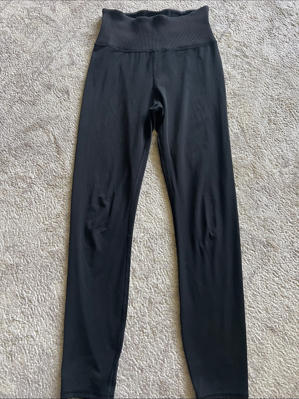 Vuori Black High-Rise Ribbed-Waist Leggings